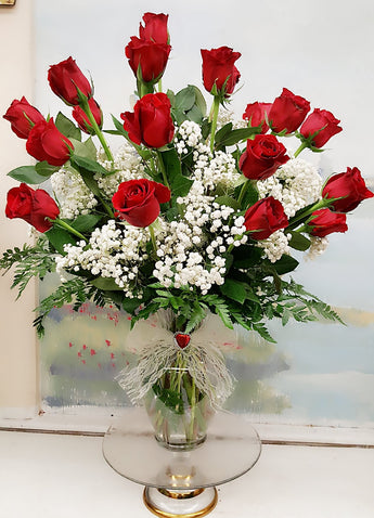 2 Dozen Luxury Red Roses Vase  Bouquet