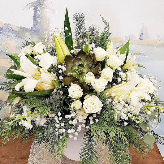 Christmas Snow White Cube Arrangement