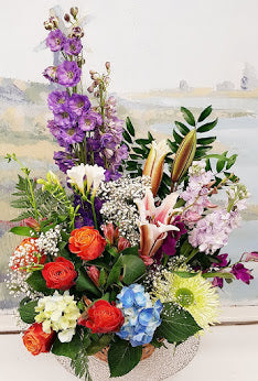 Spring Season Mix Color Basket Arrangement