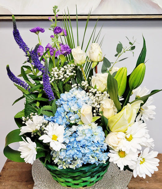 Fall In White Basket Arrangement