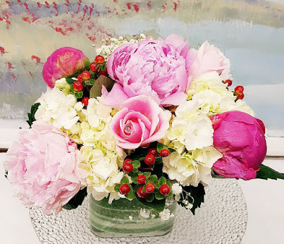 Peony Season Luxury Cube Arrangement
