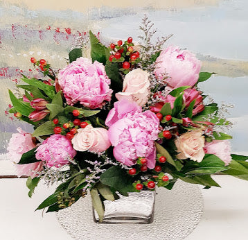 Peony Season Cube Arrangement