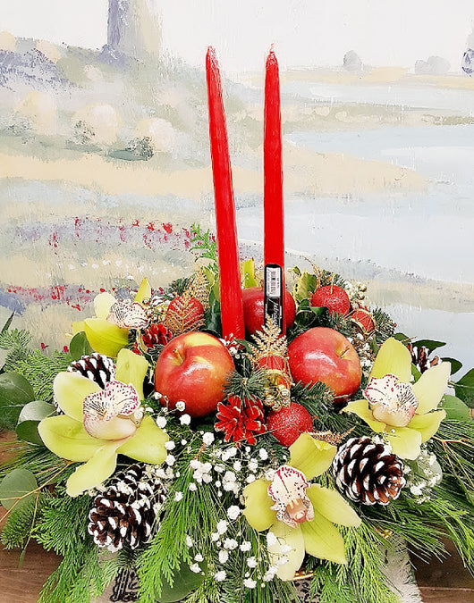 Christmas Cymbidium Centerpiece Arrangement