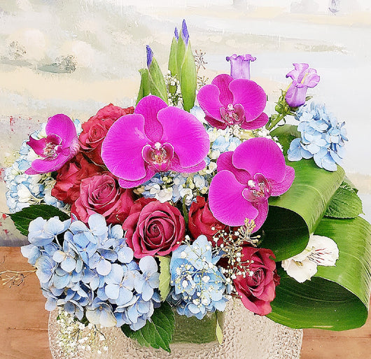 Luxury Pink Orchid Cube Arrangement