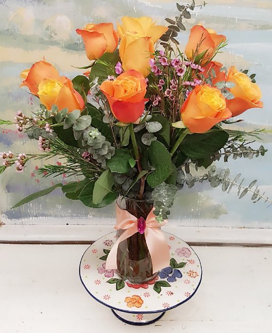 Dozen Orange  Rose Bouquet