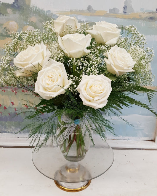 Dozen White Luxury Rose  Bouquet