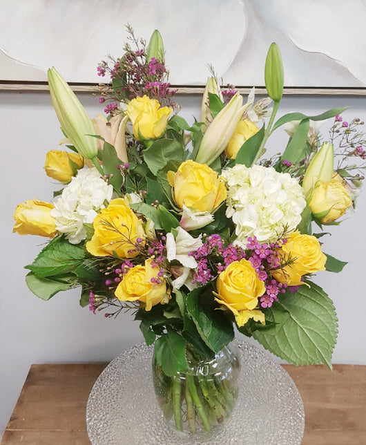 2021  Yellow Rose Mix Vase Arrangement