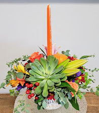 Fall Season Candle Pot Arrangement