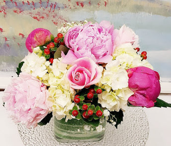 Peony Season Luxury Cube Arrangement